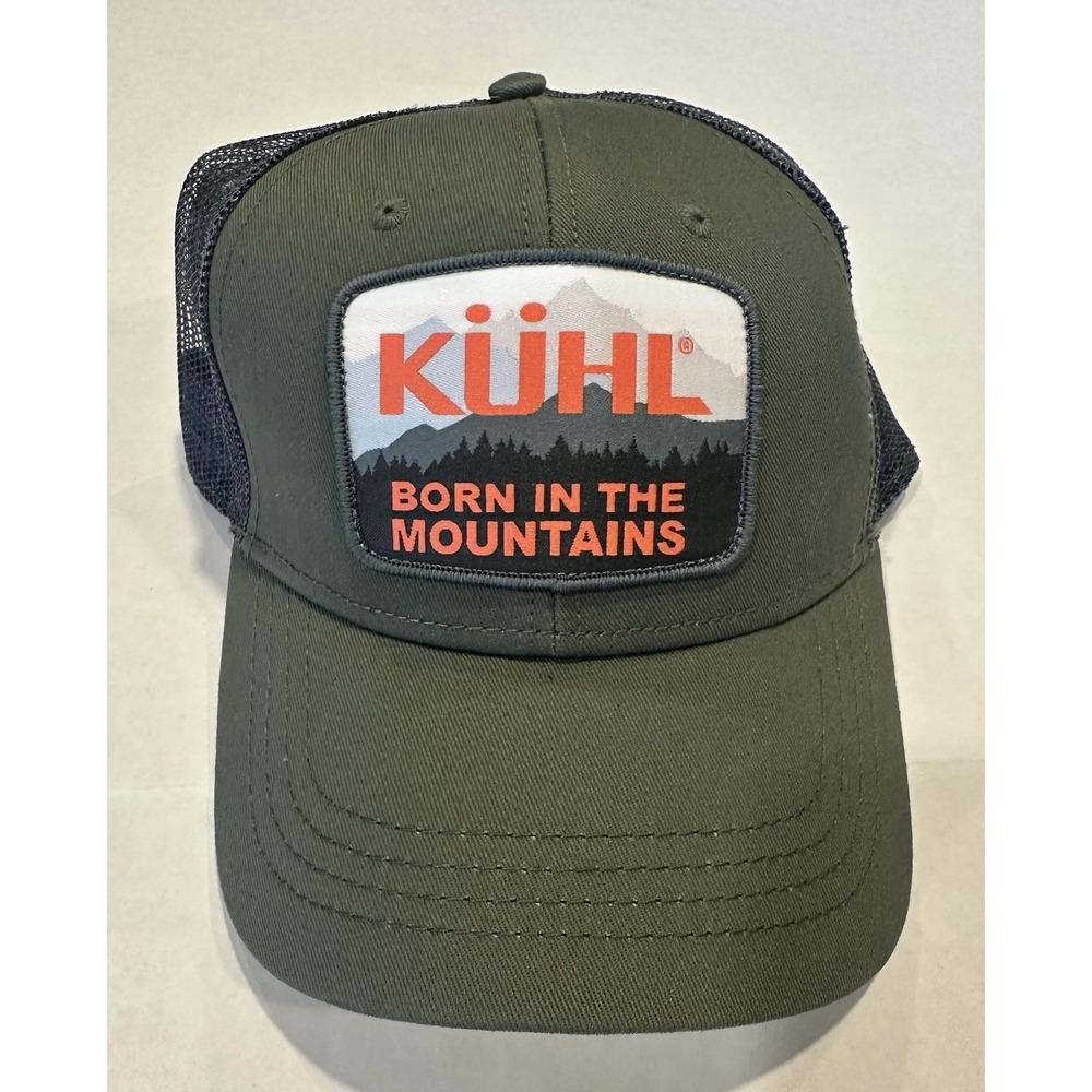 Kuhl Born In The Mountains Mesh & Snap Back Baseball Hat Army Green Adjustable